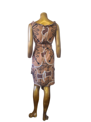 Toffee Candy Print Dress with Waist Tie