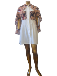 Toffee Candy Print Shirt Dress with Cape