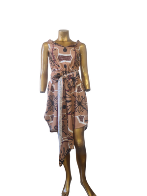 Toffee Candy Print Dress with Waist Tie